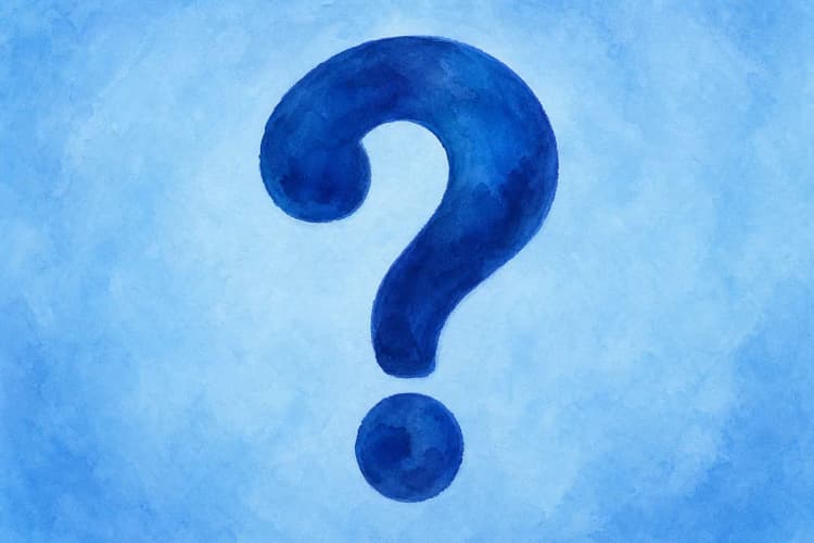 Um ponto de interrogação grande e estilizado sobre um fundo azul, representando mitos e dúvidas.