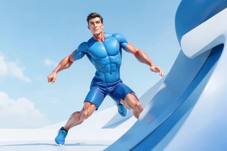 Homem praticando esportes ao ar livre, com energia e vitalidade.